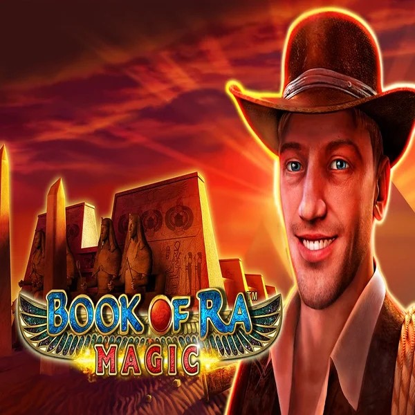 Slots logo of Book of Ra Magic from Greentube at Fridayroll Casino
