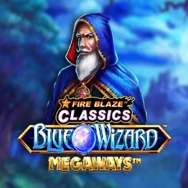 Fire Blaze Blue Wizard Megaways slot visual from Rarestone Gaming available on fridayrollcasinoo.com