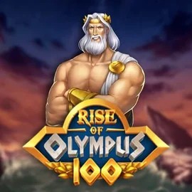 Rise of Olympus 100 slot logo by Play'n GO at Fridayroll Casino