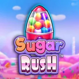 Sugar Rush online game logo by Pragmatic Play on fridayrollcasinoo.com